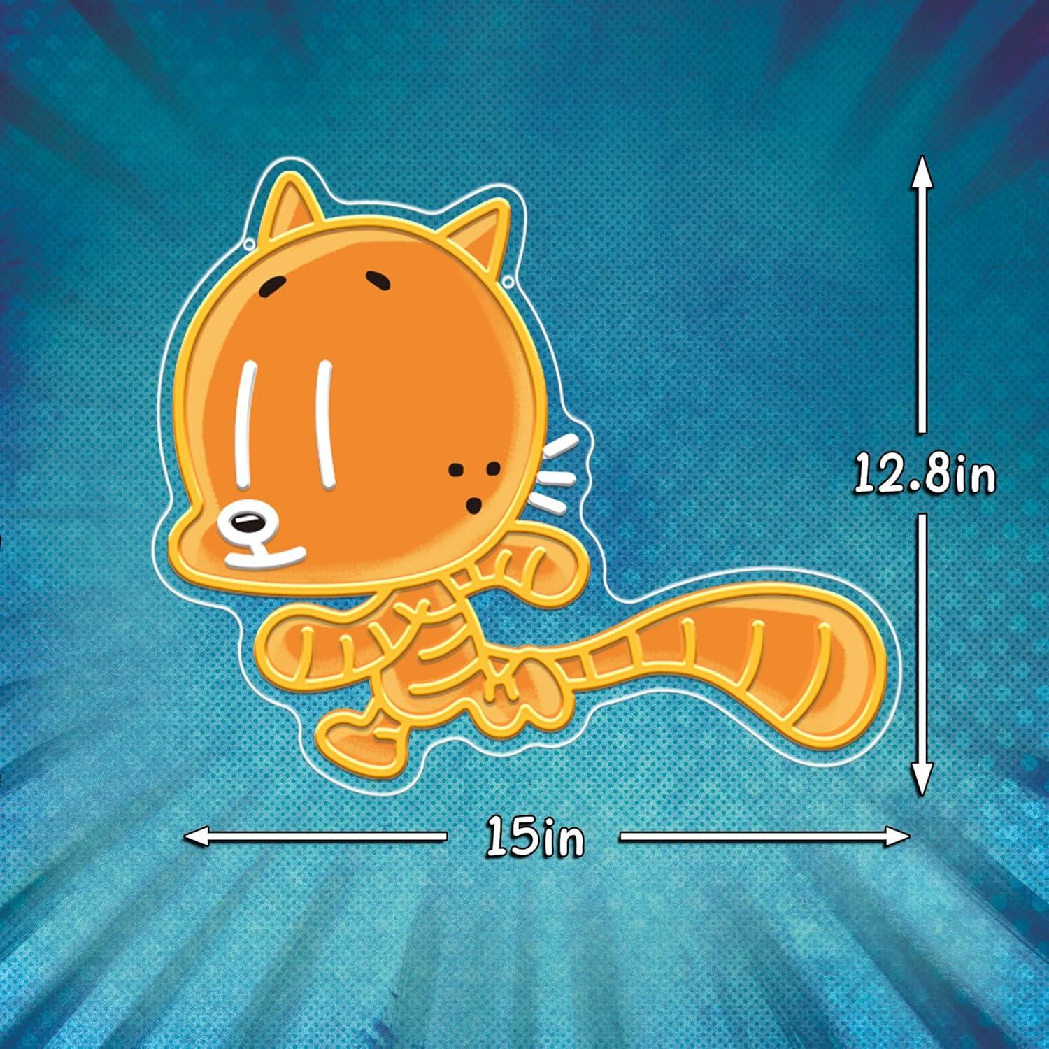 Officially Licensed Cat Kid UV Painted LED Neon Light – Inspired Wall Art, Vibrant Kids Room Decor, Superhero-Themed Night Light, Gift for Dog Man Book Fans (15 * 12.8")