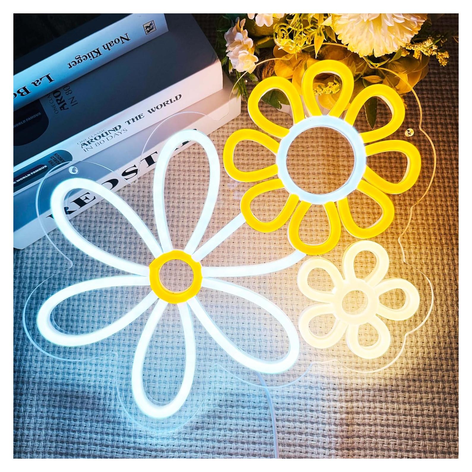 Letrero Neón Flor Margarita Artlast 34x33 cm LED Pared