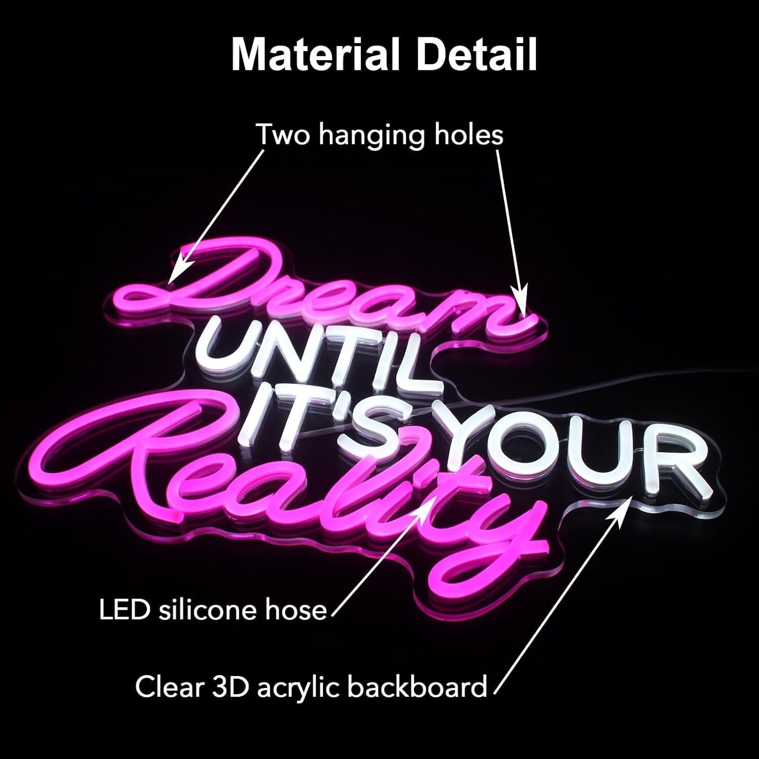 Luz de Neón LED Rosa GleamNeon Sueña 42x32cm Decorativa