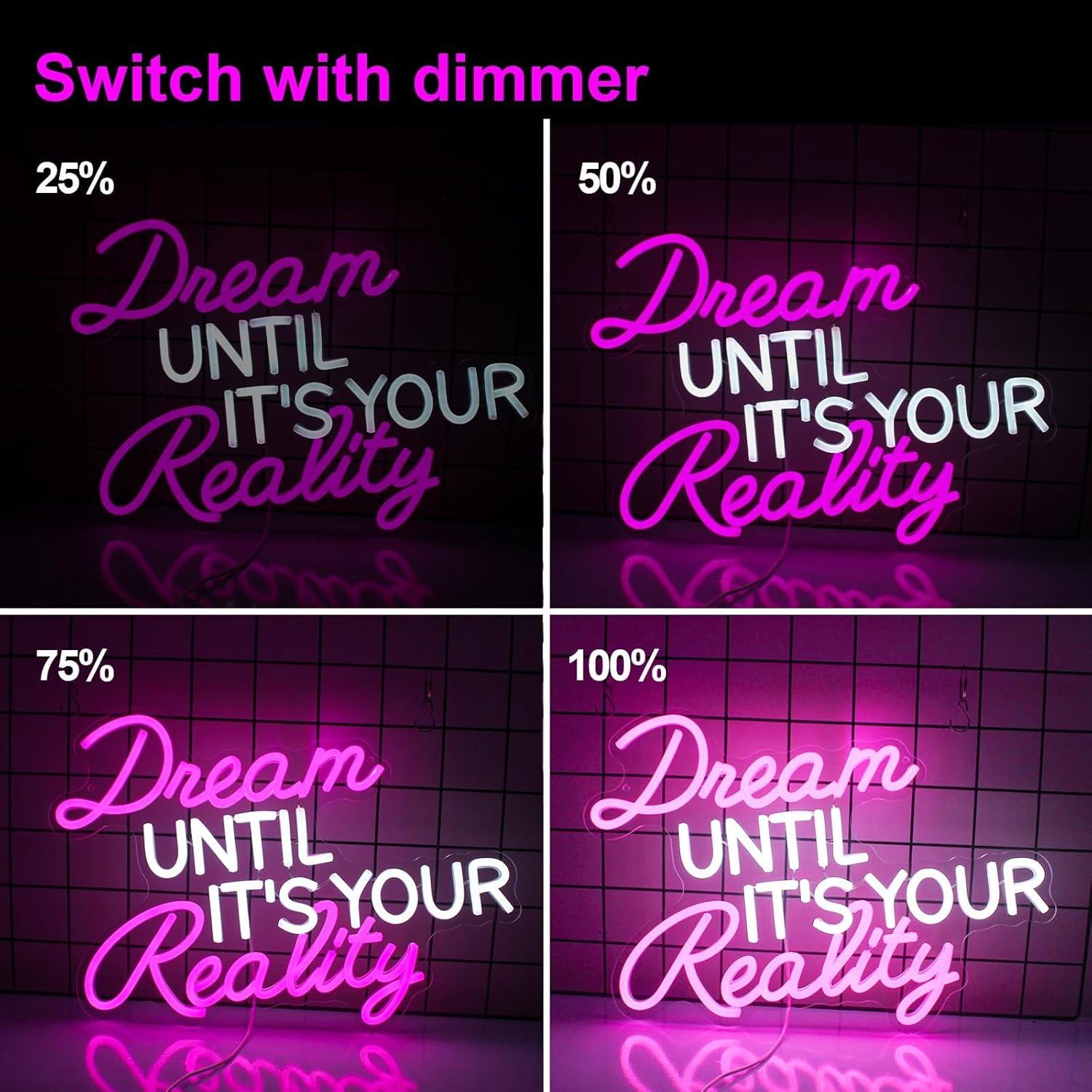 Luz de Neón LED Rosa GleamNeon Sueña 42x32cm Decorativa