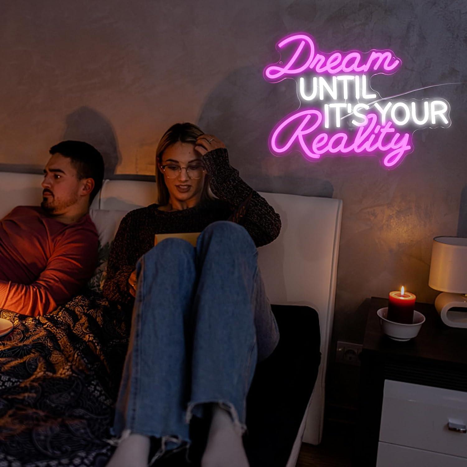 Luz de Neón LED Rosa GleamNeon Sueña 42x32cm Decorativa