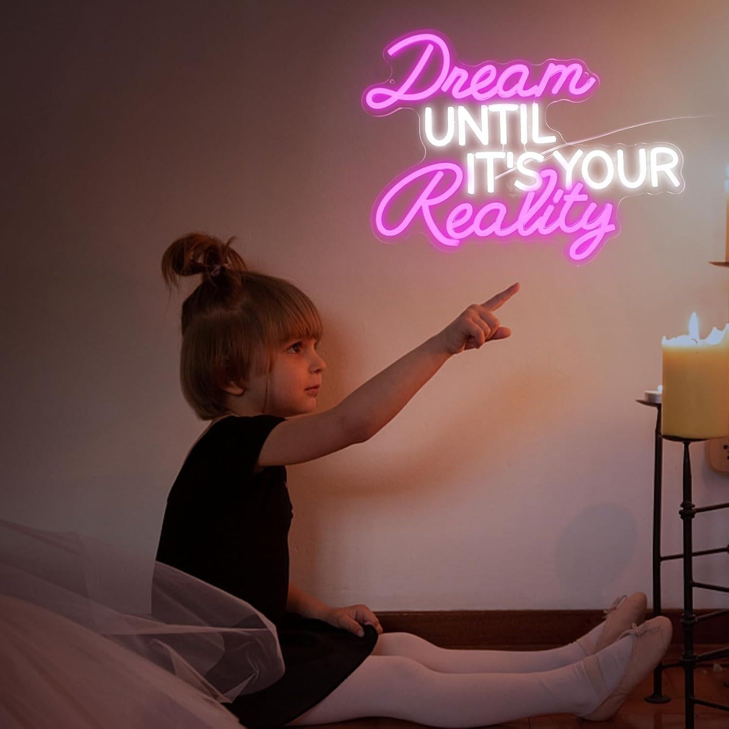 Luz de Neón LED Rosa GleamNeon Sueña 42x32cm Decorativa