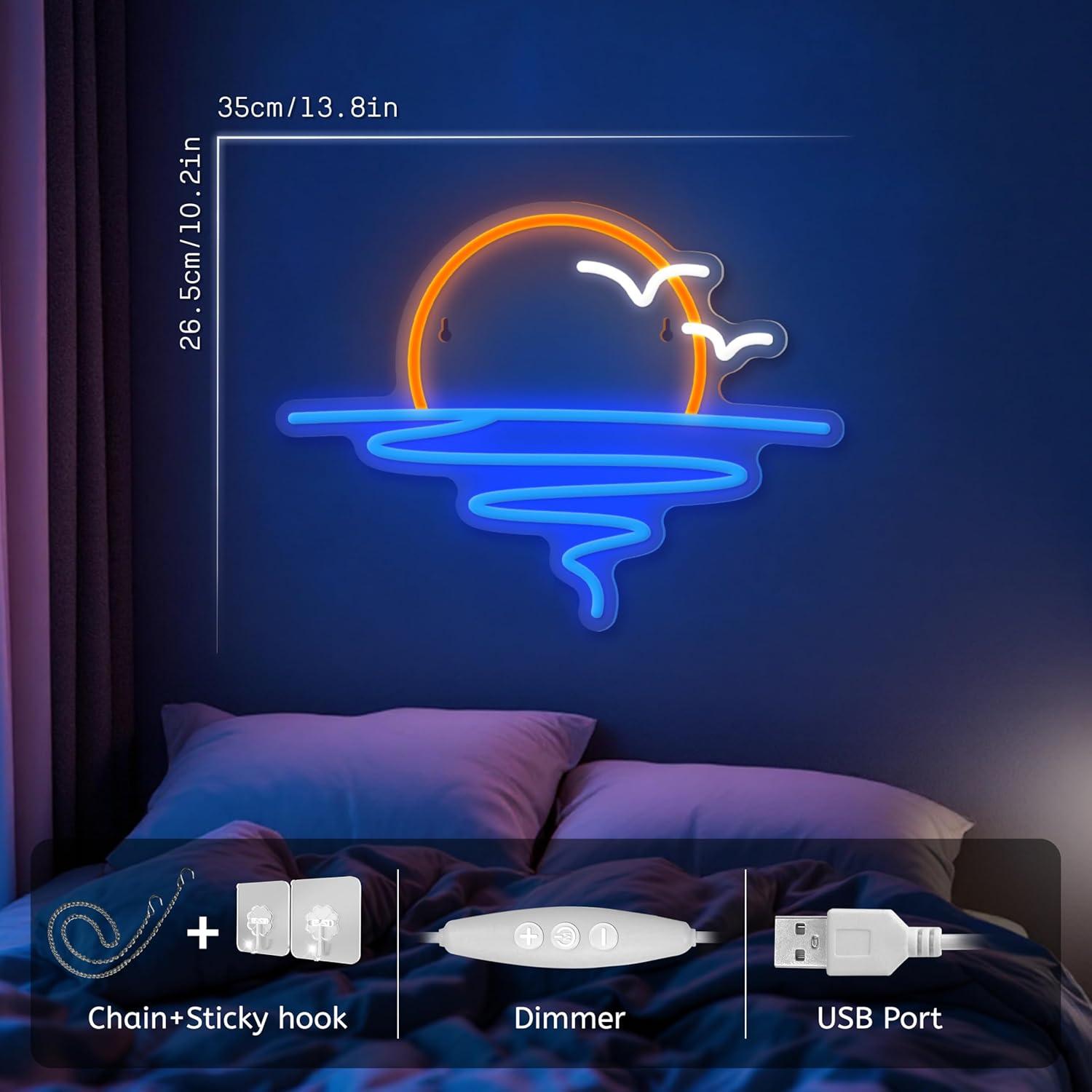 Cartel de Neón LED Zidoni Amanecer y Atardecer 35x26cm