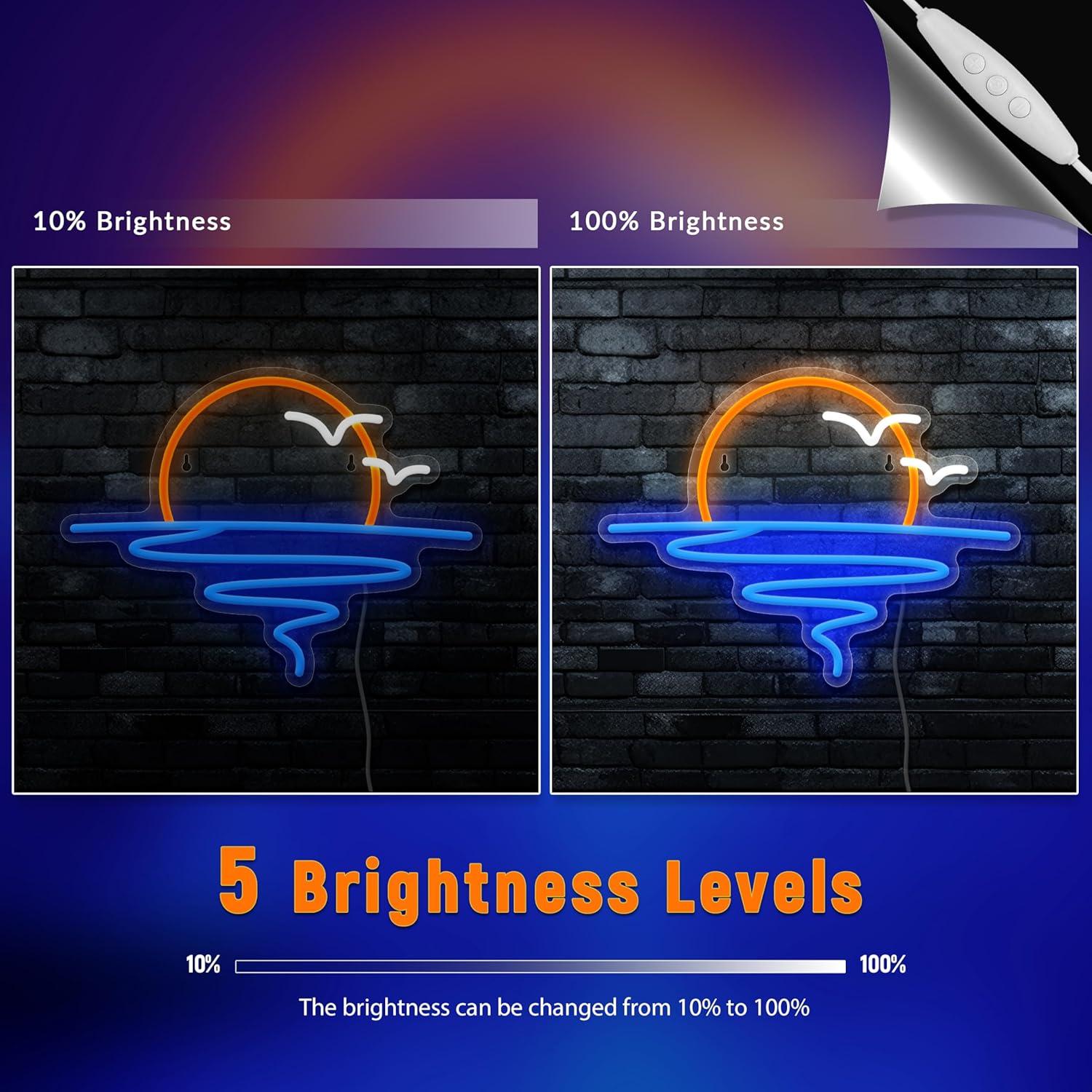 Cartel de Neón LED Zidoni Amanecer y Atardecer 35x26cm