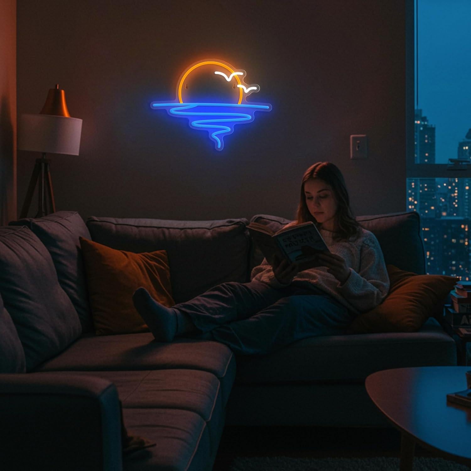 Cartel de Neón LED Zidoni Amanecer y Atardecer 35x26cm