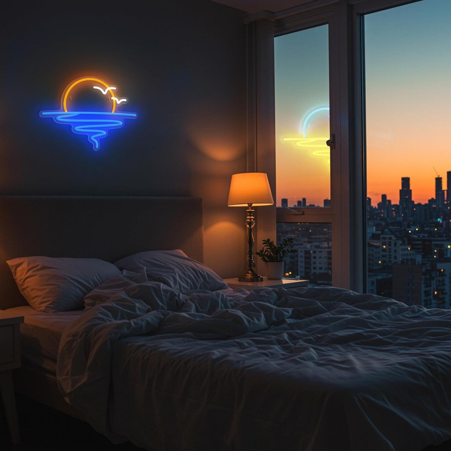 Cartel de Neón LED Zidoni Amanecer y Atardecer 35x26cm