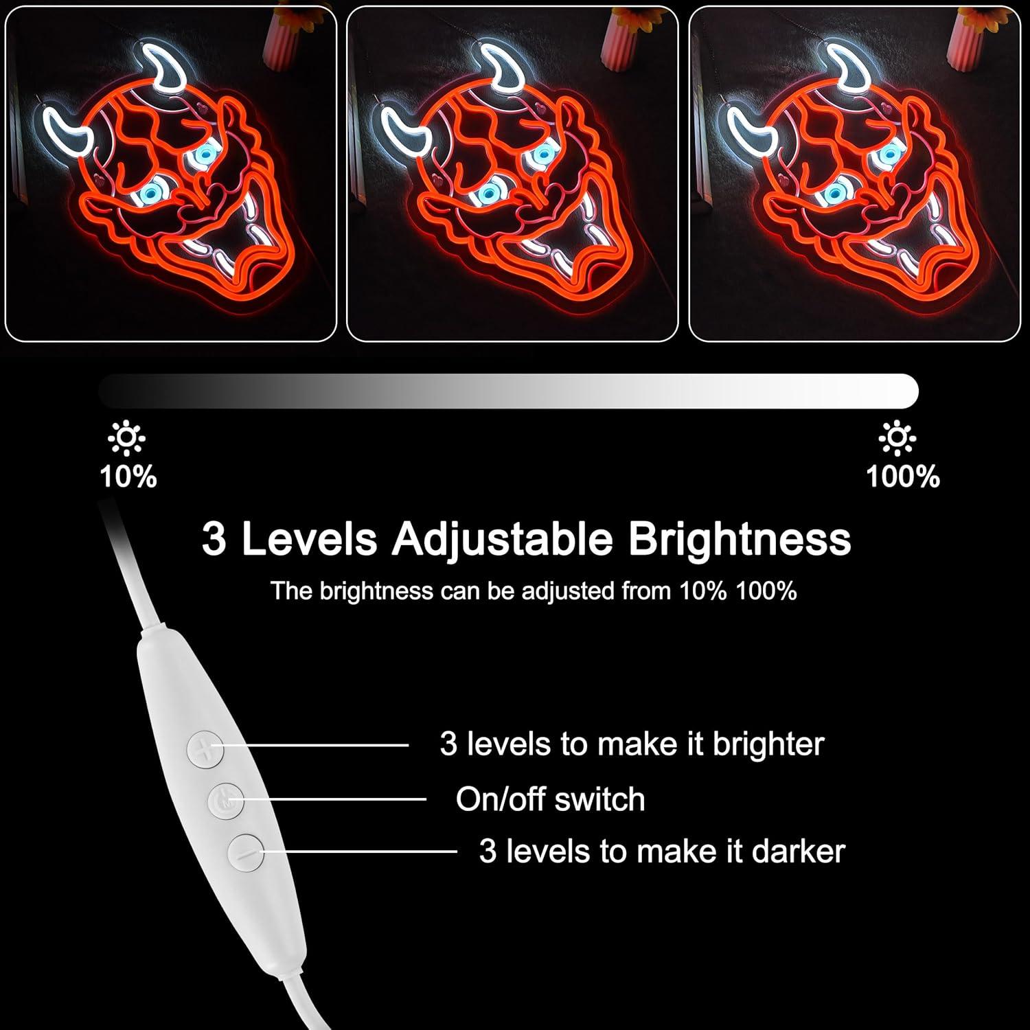 Luz de neón Hannya ZODZ 42x32 cm LED regulable USB