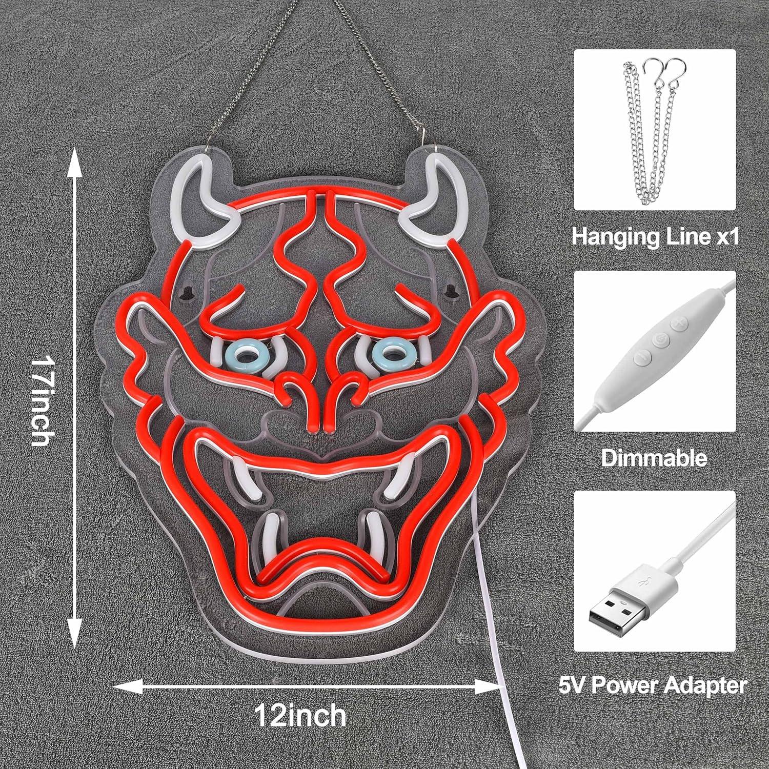 Luz de neón Hannya ZODZ 42x32 cm LED regulable USB