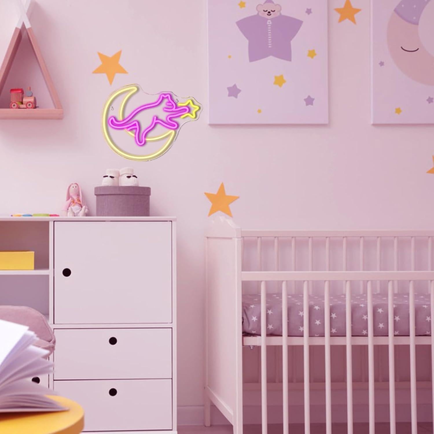 Cartel Neón Gato en la Luna NXYX 38.1x15.2cm Decoración