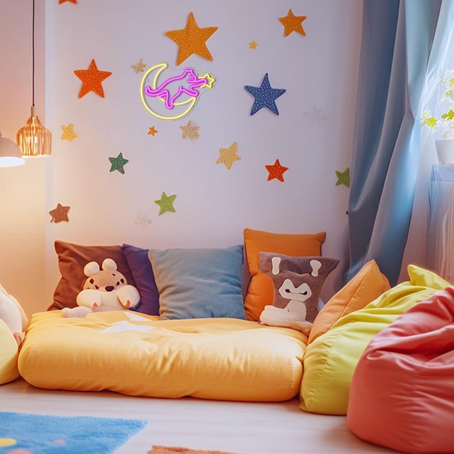 Cartel Neón Gato en la Luna NXYX 38.1x15.2cm Decoración