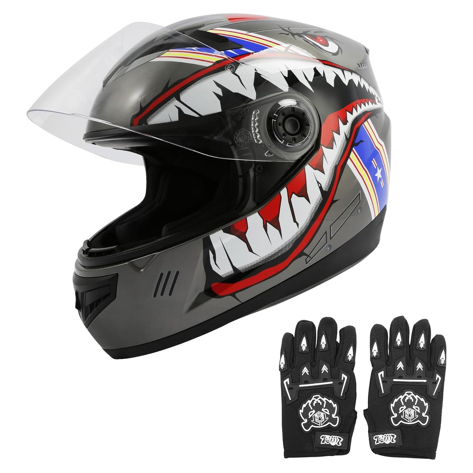 Casco Integral TCMT para Niños Motocross Tiburón Azul