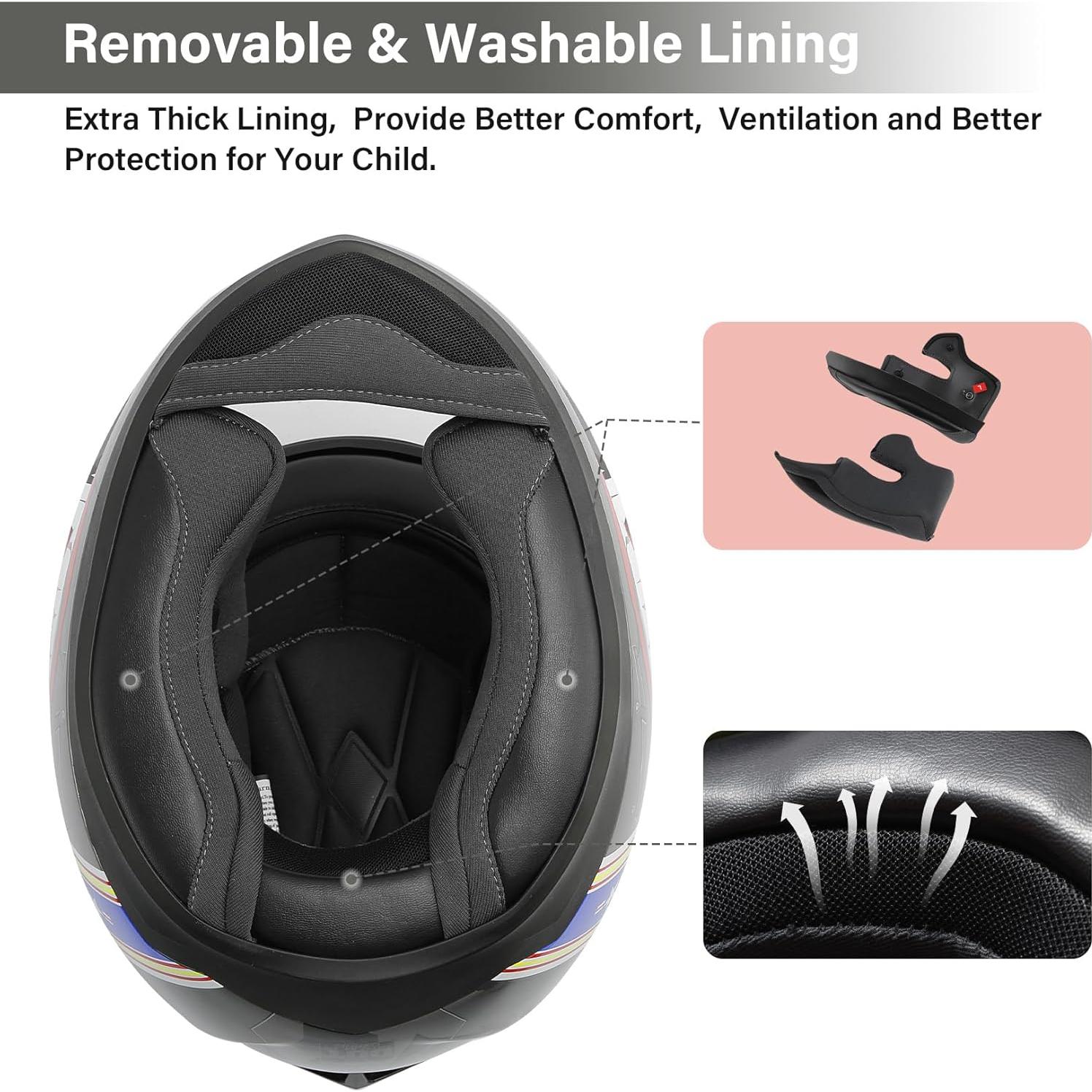 Casco Integral TCMT para Niños Motocross Tiburón Azul