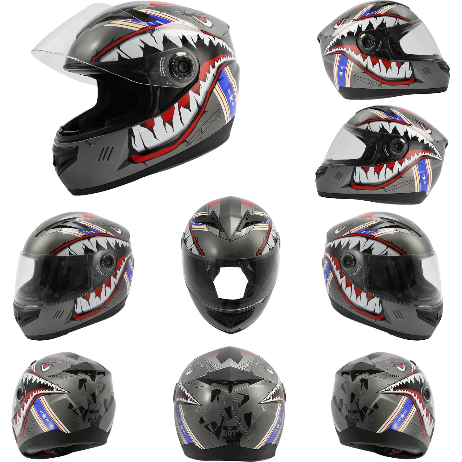 Casco Integral TCMT para Niños Motocross Tiburón Azul