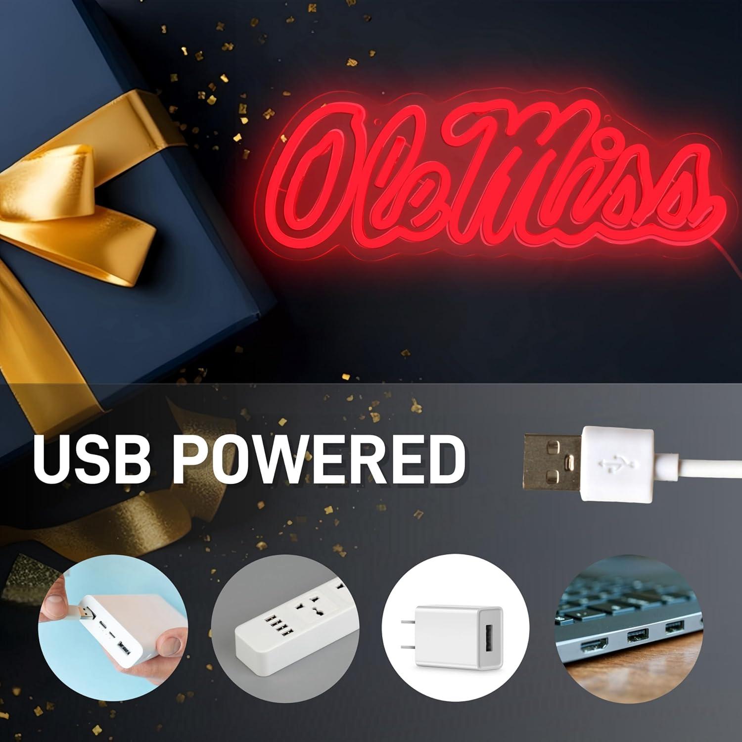 Letrero de neón LED Ole M decorativo 42.4x15.2 cm USB