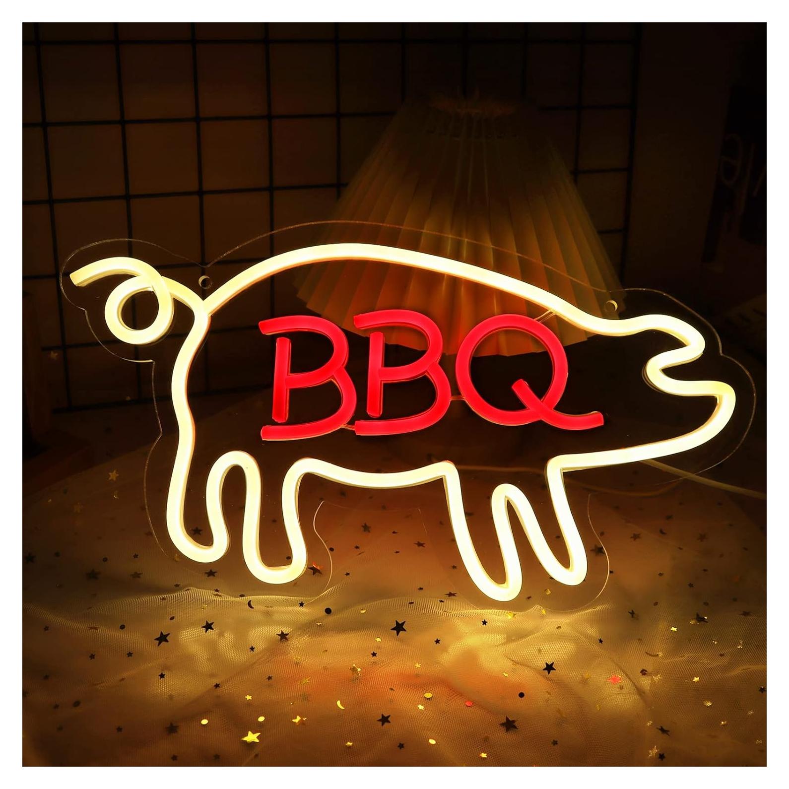 Señal de Neón BBQ JFLLamp 38x22cm LED Decorativa
