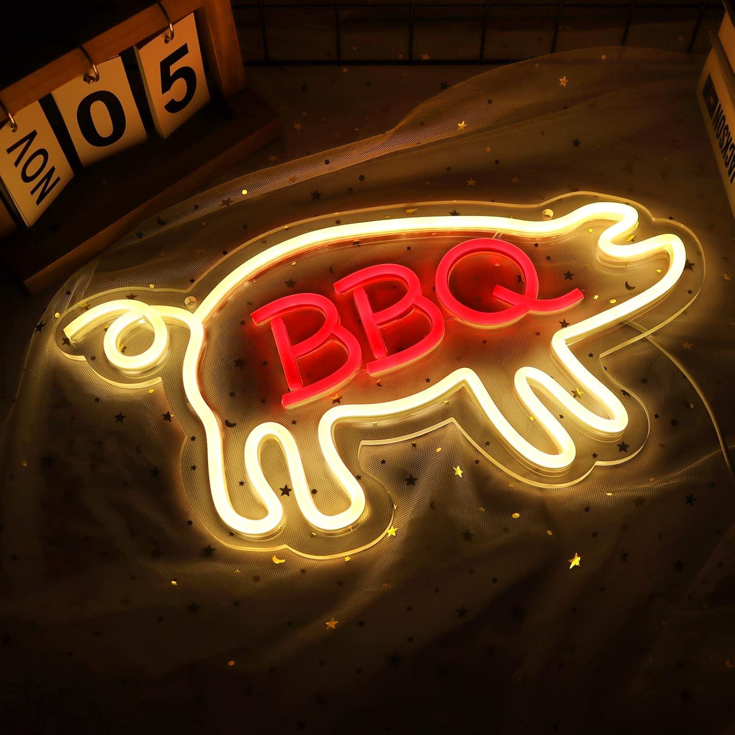 Señal de Neón BBQ JFLLamp 38x22cm LED Decorativa