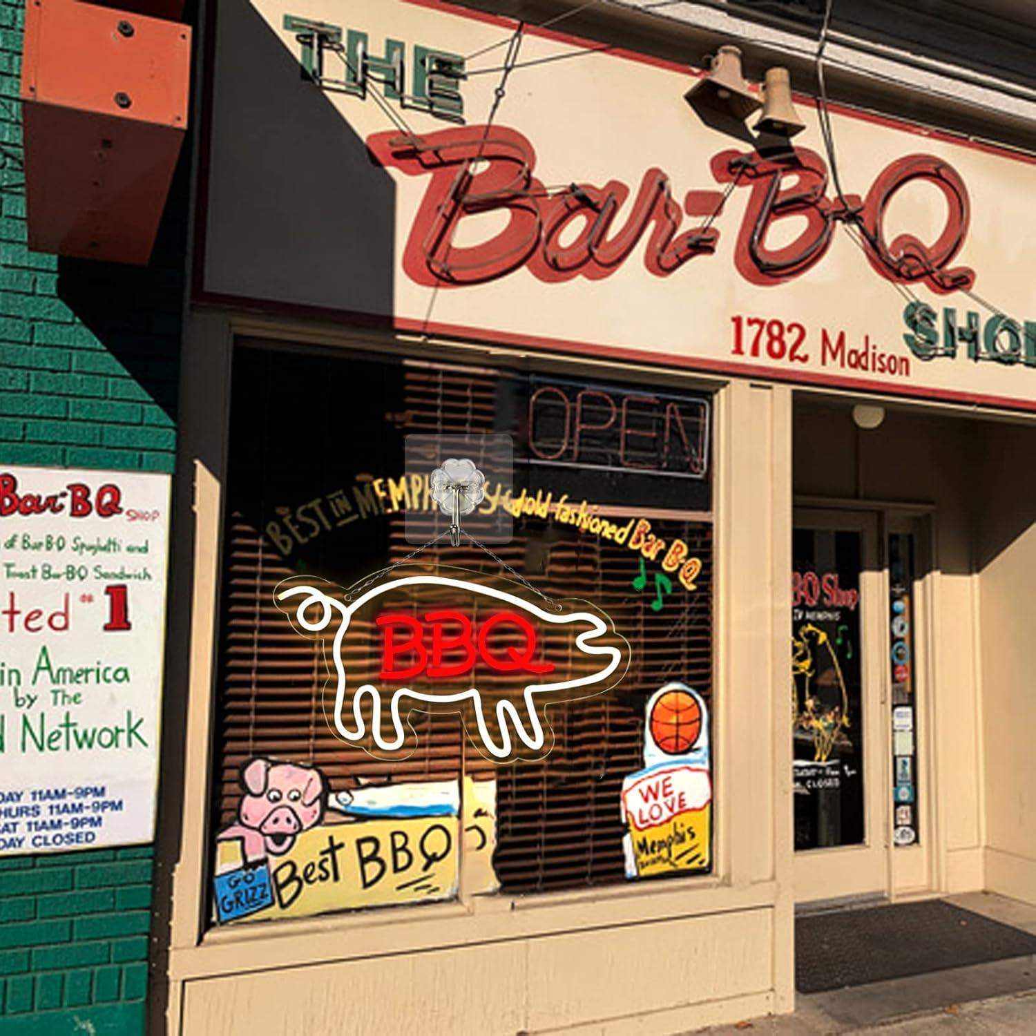 Señal de Neón BBQ JFLLamp 38x22cm LED Decorativa