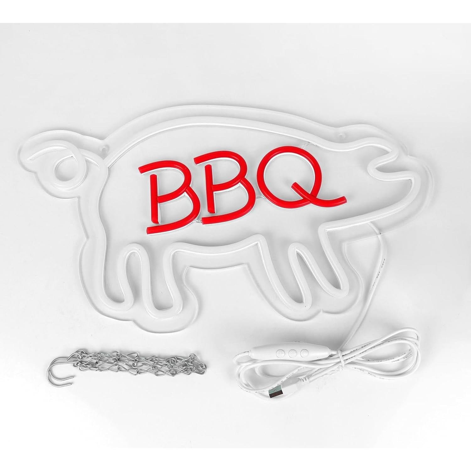 Señal de Neón BBQ JFLLamp 38x22cm LED Decorativa
