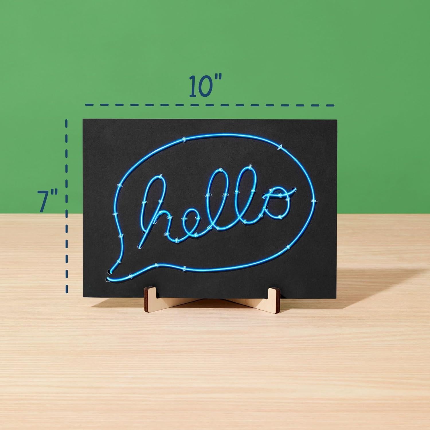 KiwiCo Light-Up Wire Art Kit - DIY Electroluminescent Signs, Fun Educational Science Craft for Kids | Includes EL Wires, Battery Packs, Design Templates, and Instructions | Make Your Own Neon Sign!