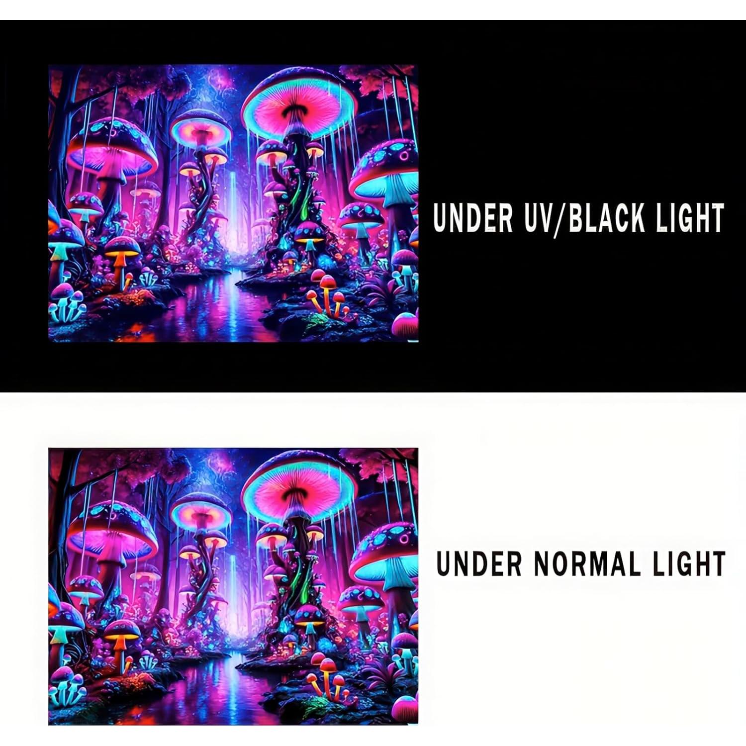 Tapiz Blacklight BlissYard Hongo UV 150x200 cm Decoración