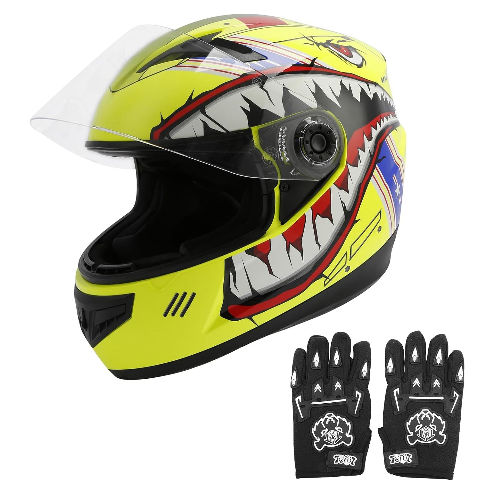 Casco Completo TCMT para Niños Motocross Tiburón Azul