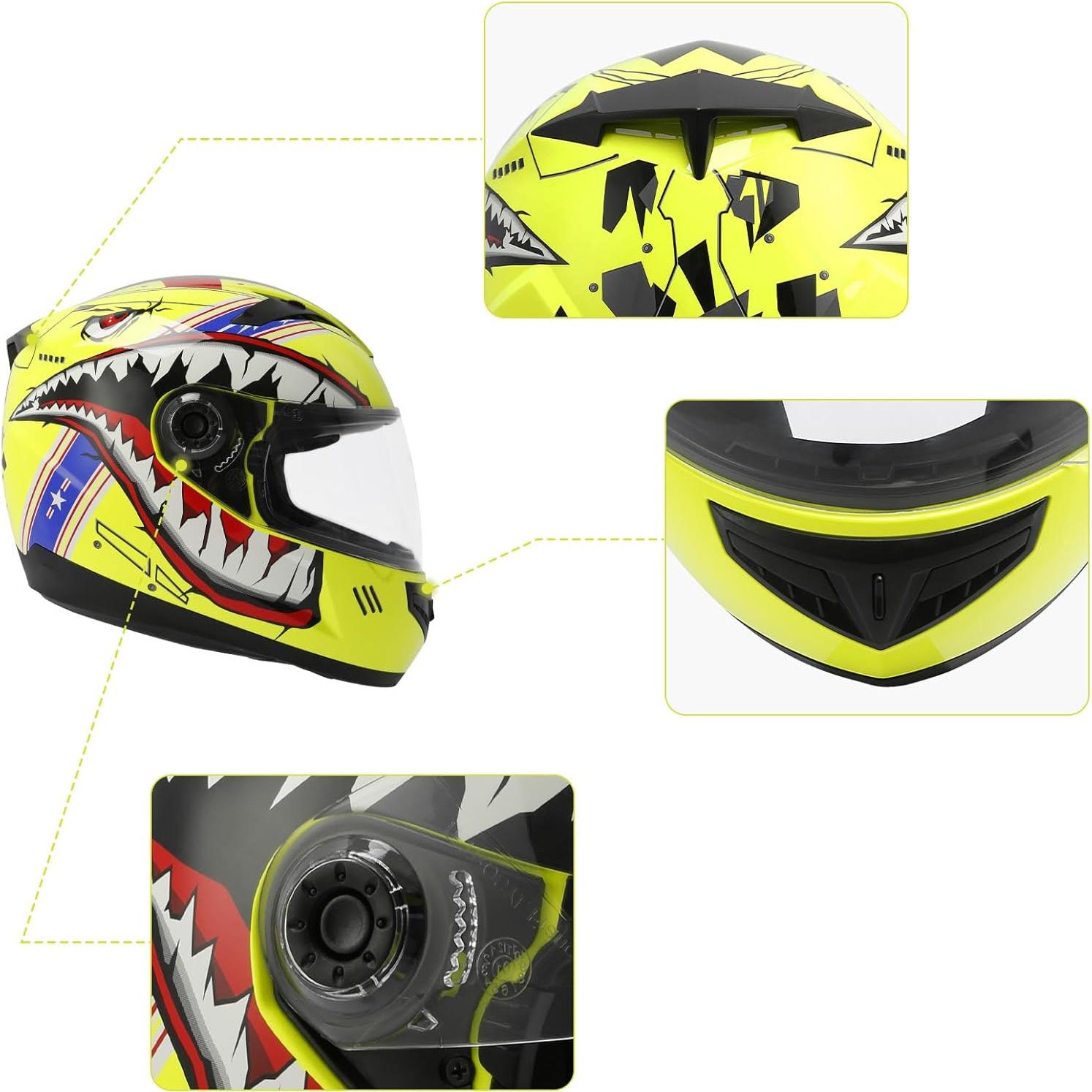 Casco Completo TCMT para Niños Motocross Tiburón Azul