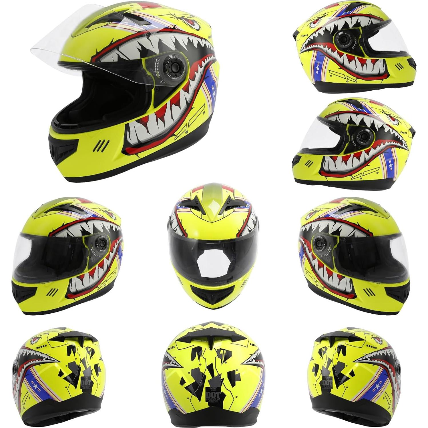 Casco Completo TCMT para Niños Motocross Tiburón Azul