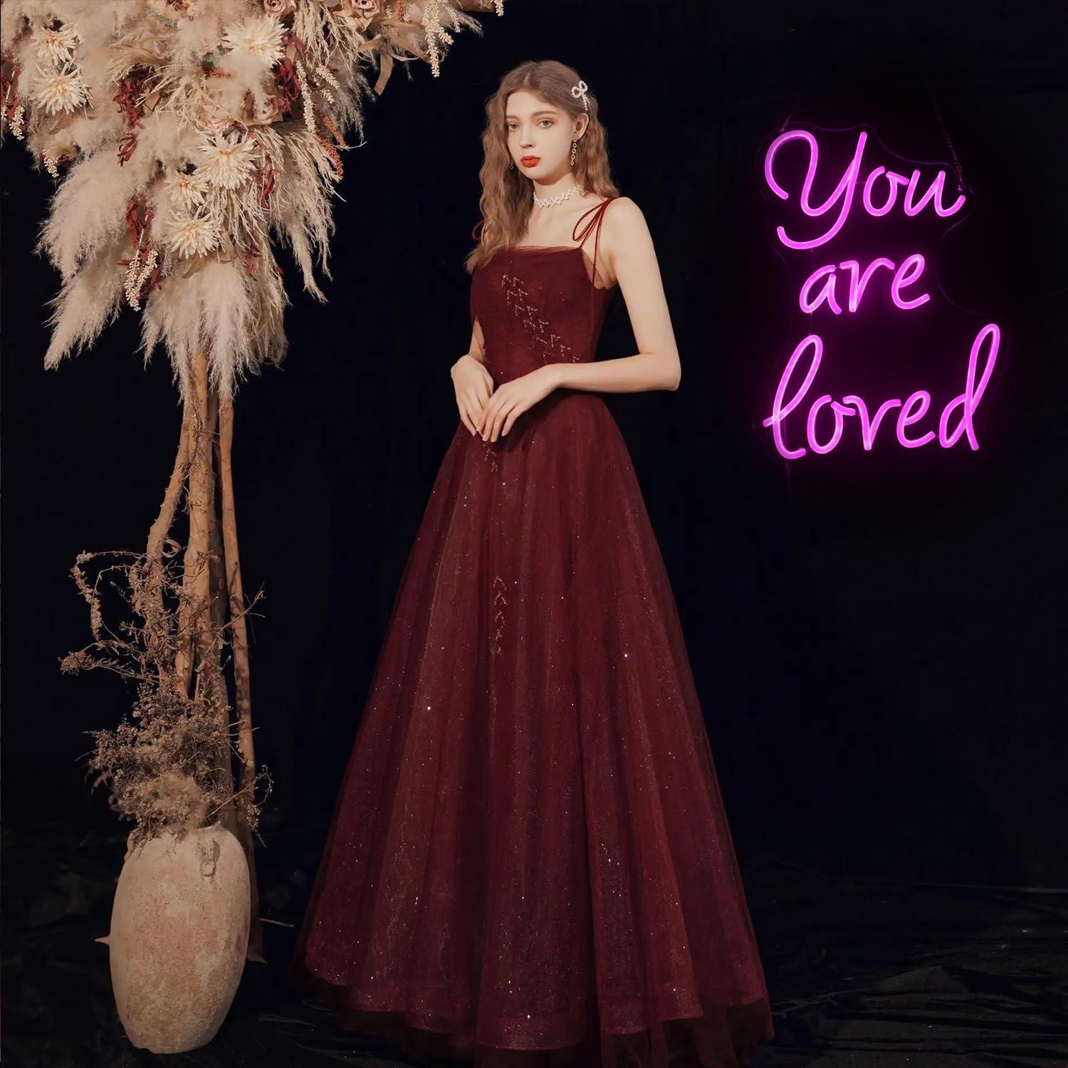 Letrero de Neón LED Eres Amado QiaoFei 27x37 cm USB Rosa