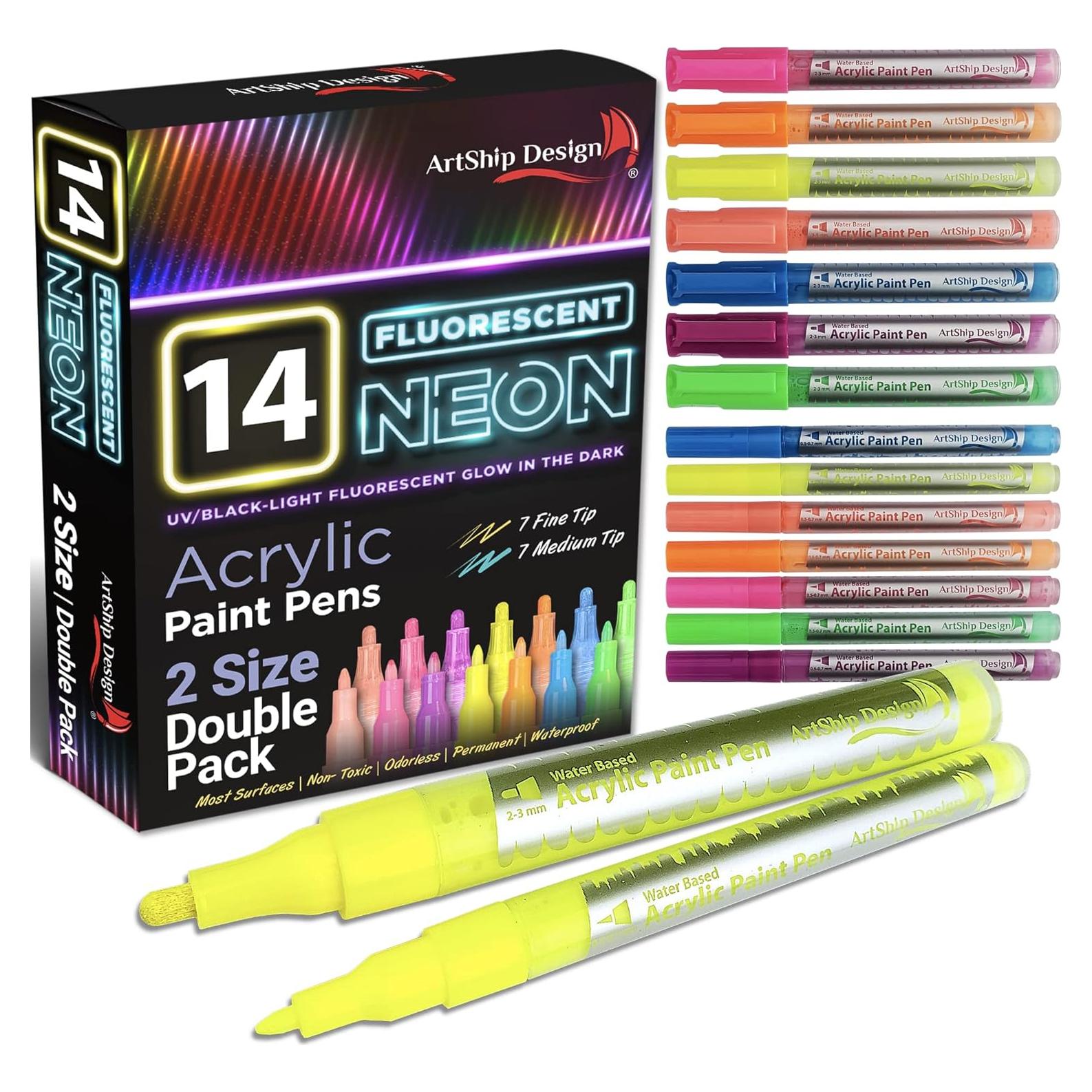 Paquete de 14 Marcadores Acrílicos Fluorescentes UV ArtShip