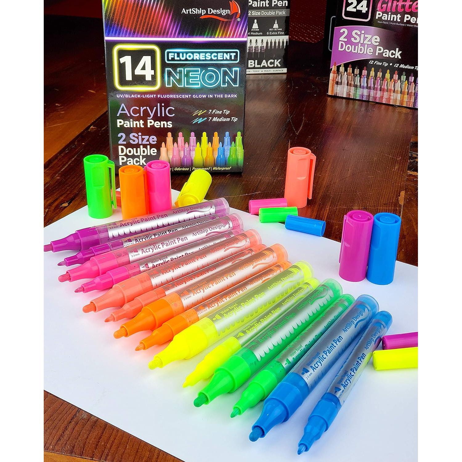 Paquete de 14 Marcadores Acrílicos Fluorescentes UV ArtShip