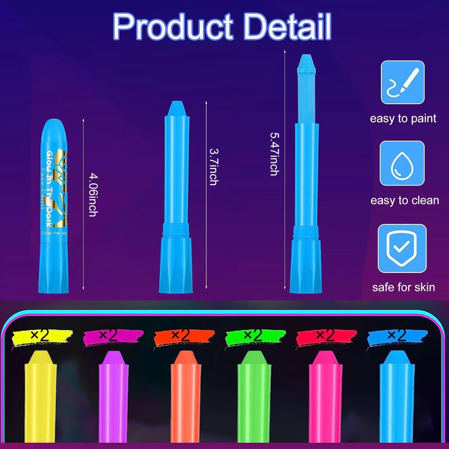 Kit de Pintura Facial y Corporal Brillante NIUEFH 12 Piezas