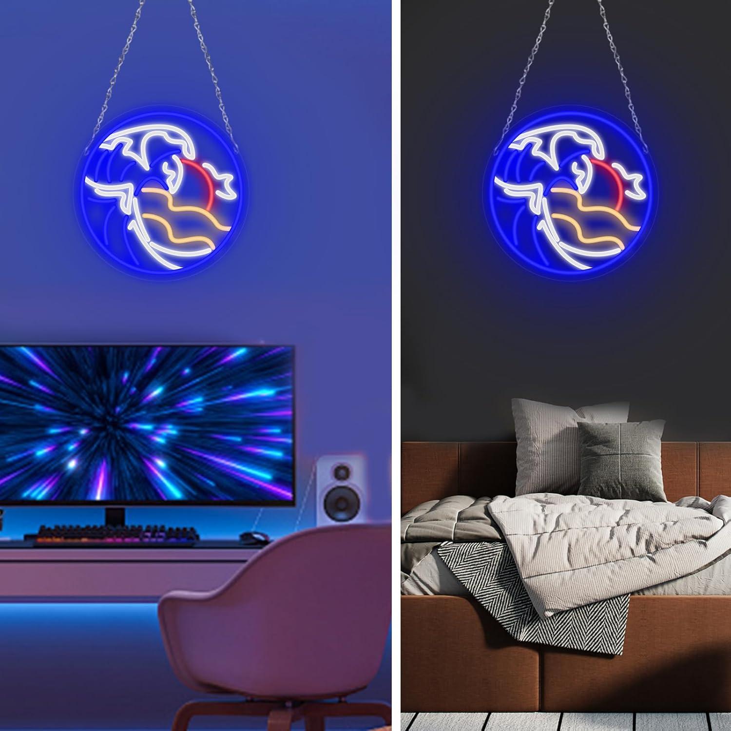 Lámpara de Neón LED GTOTd La Gran Olas de Kanagawa 32x32cm