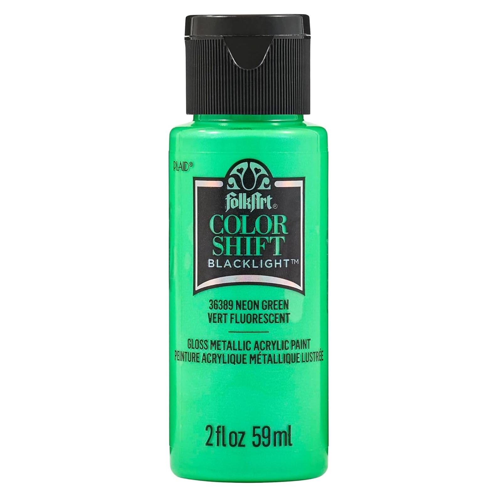 Pintura Acrílica FolkArt Color Shift Blacklight Verde Neón 59ml