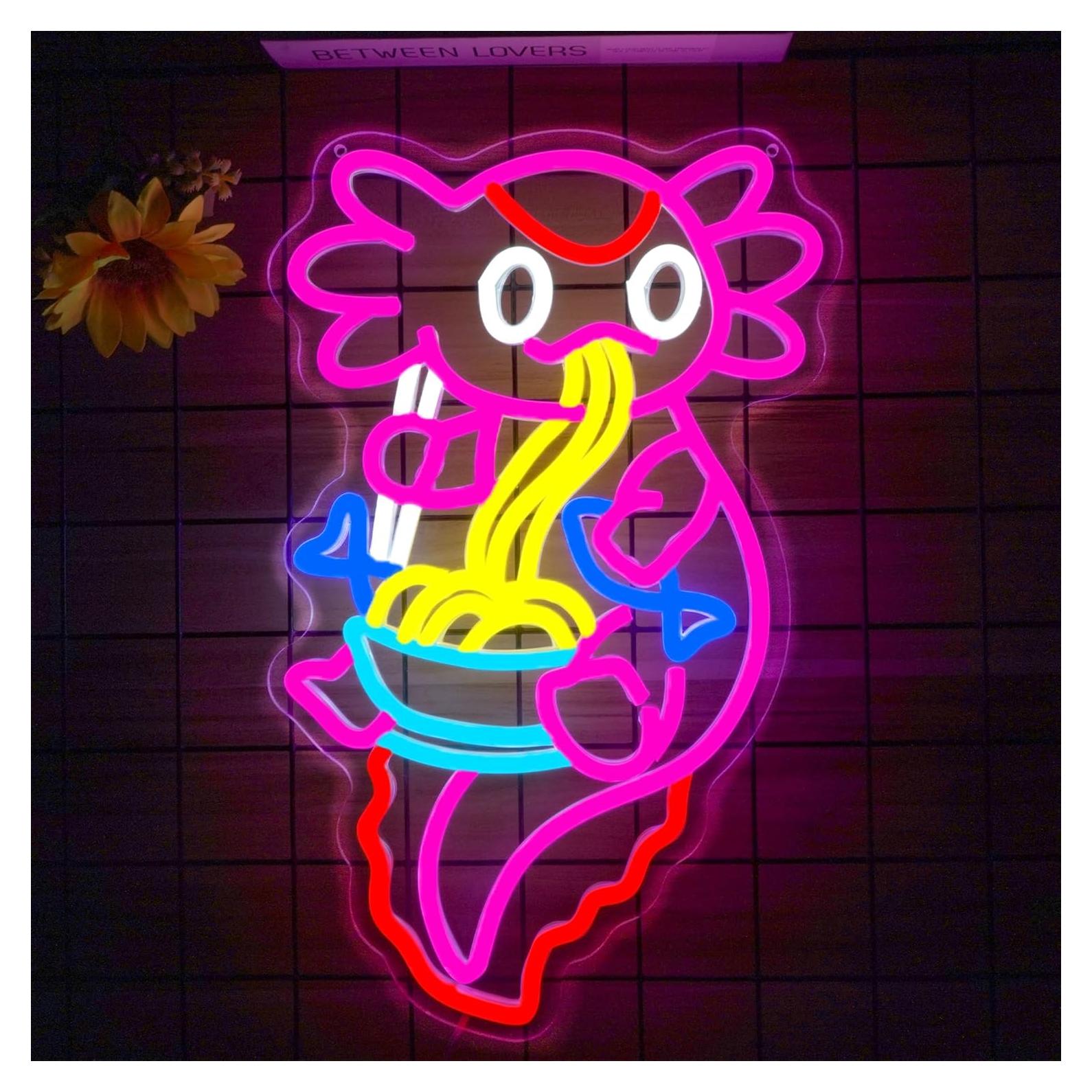 Luz de Neón LED Axolotl Ramen 39.9x24.6cm Decorativa