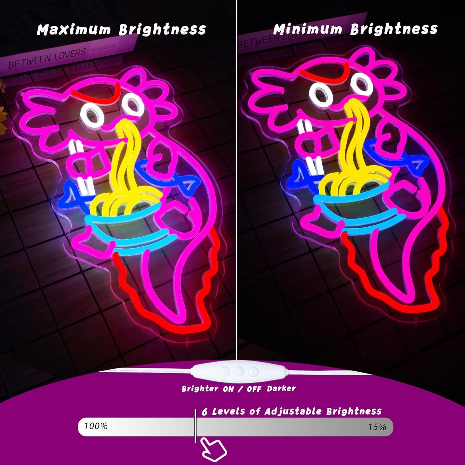 Luz de Neón LED Axolotl Ramen 39.9x24.6cm Decorativa