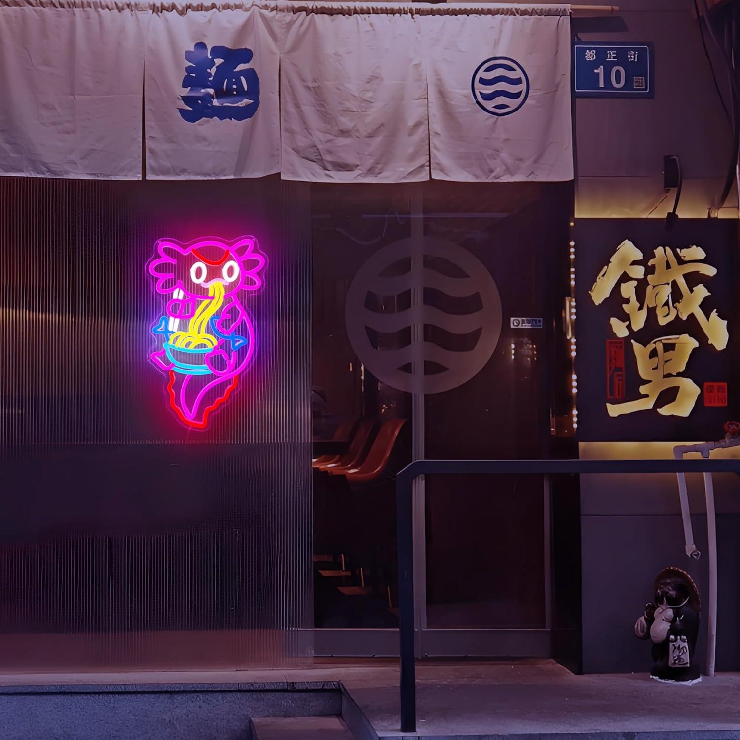 Luz de Neón LED Axolotl Ramen 39.9x24.6cm Decorativa