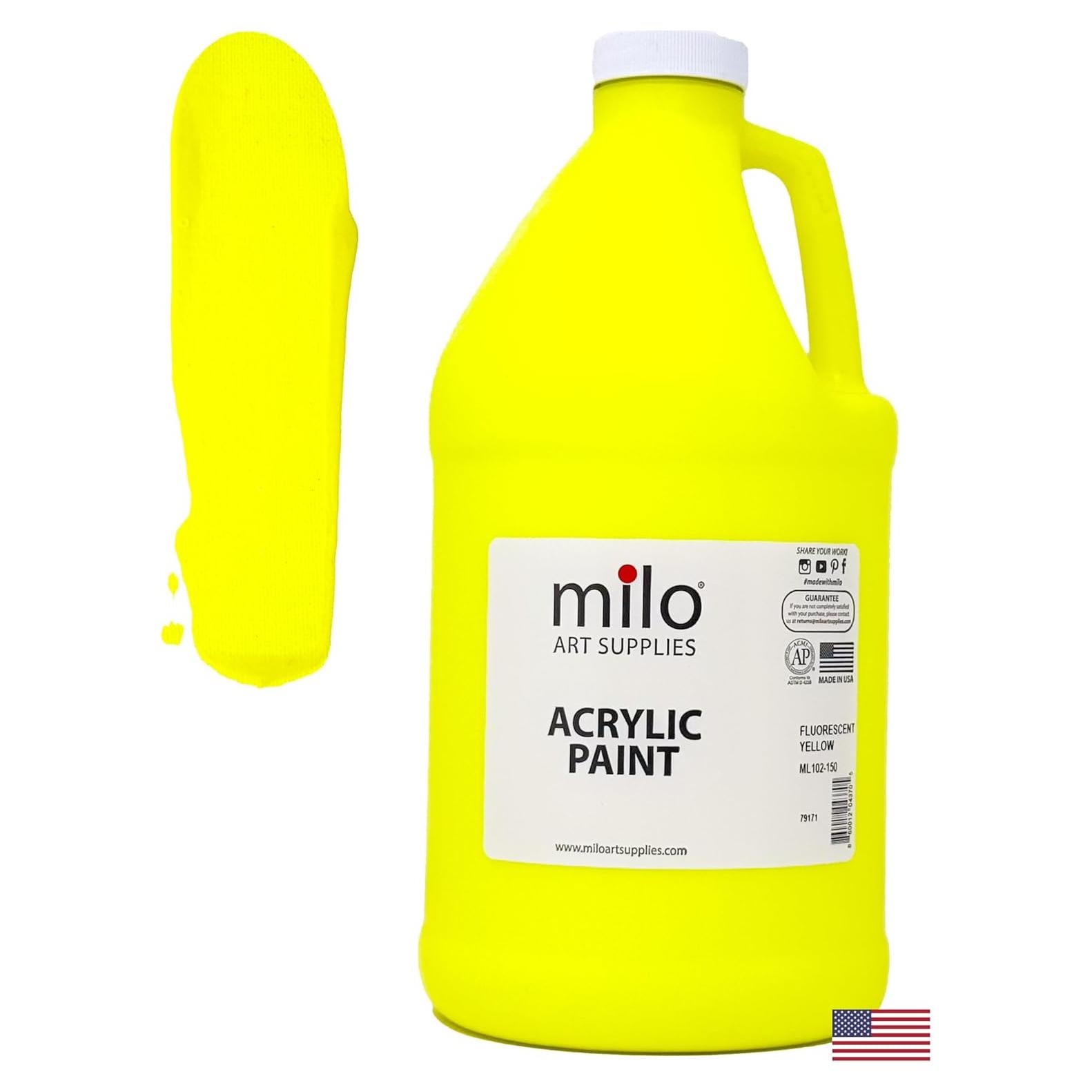 Pintura Acrílica Neón Amarillo Fluorescente Milo 64 oz
