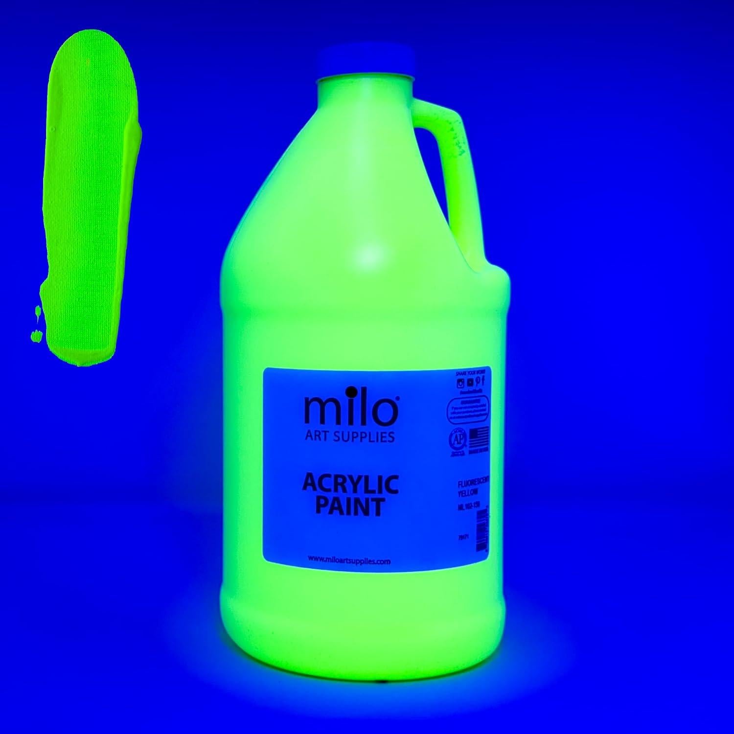 Pintura Acrílica Neón Amarillo Fluorescente Milo 64 oz