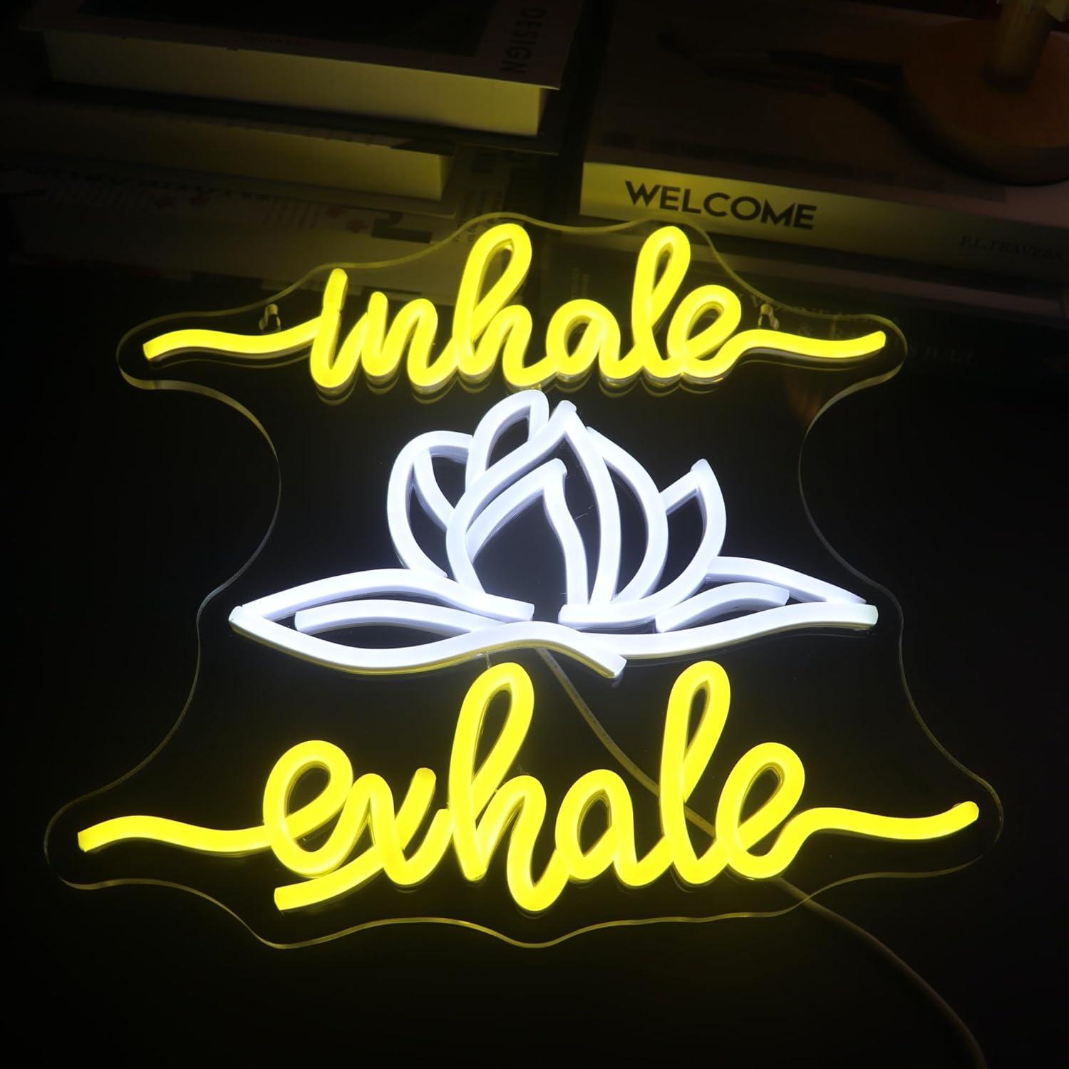 Letrero de Neón LED QiaoFei Inhala Exhala 35.5x28cm USB