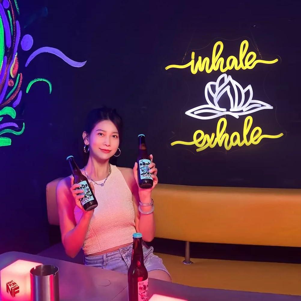 Letrero de Neón LED QiaoFei Inhala Exhala 35.5x28cm USB