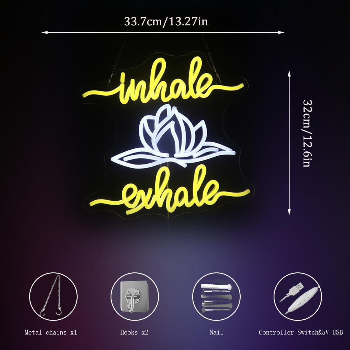 Letrero de Neón LED QiaoFei Inhala Exhala 35.5x28cm USB