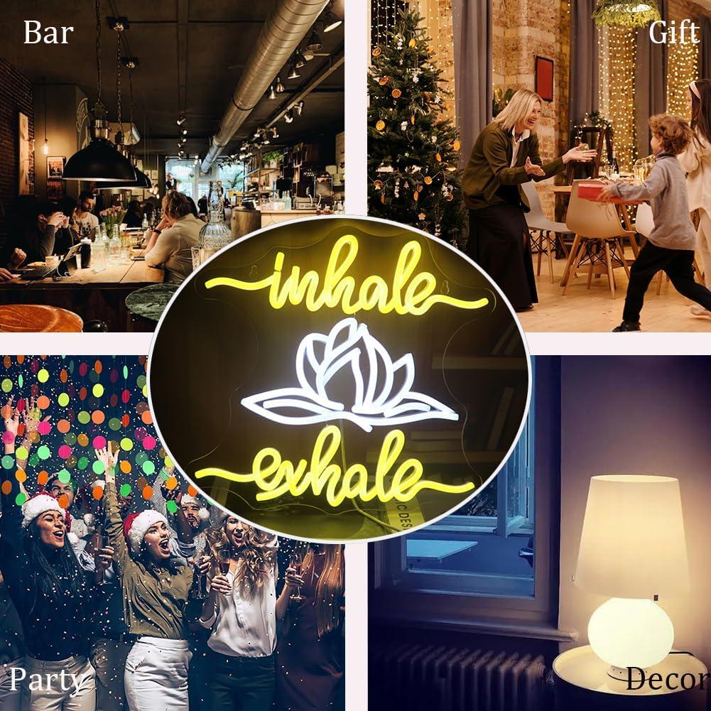 Letrero de Neón LED QiaoFei Inhala Exhala 35.5x28cm USB