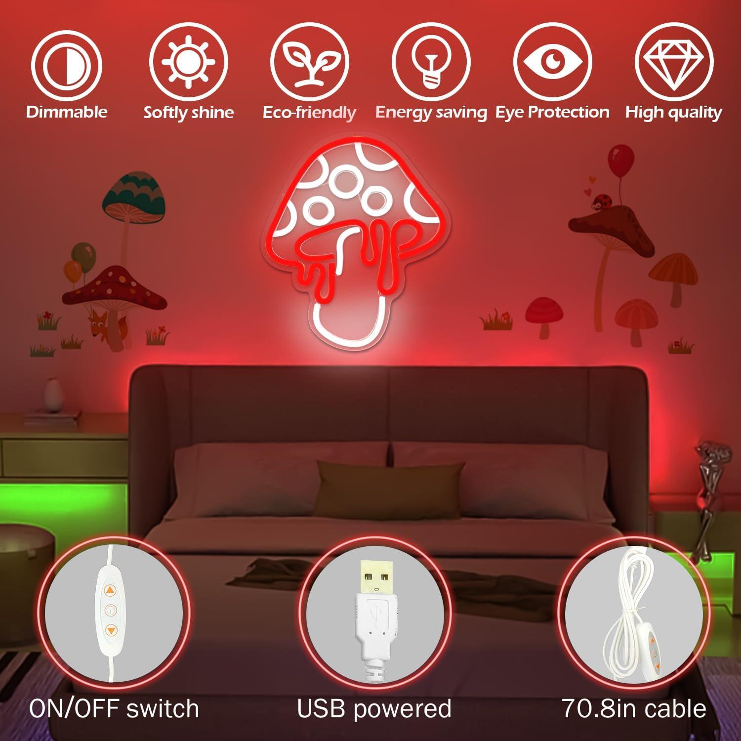 Luz de Neón Hongo Ajoyferris 30x26.2cm Regulable LED