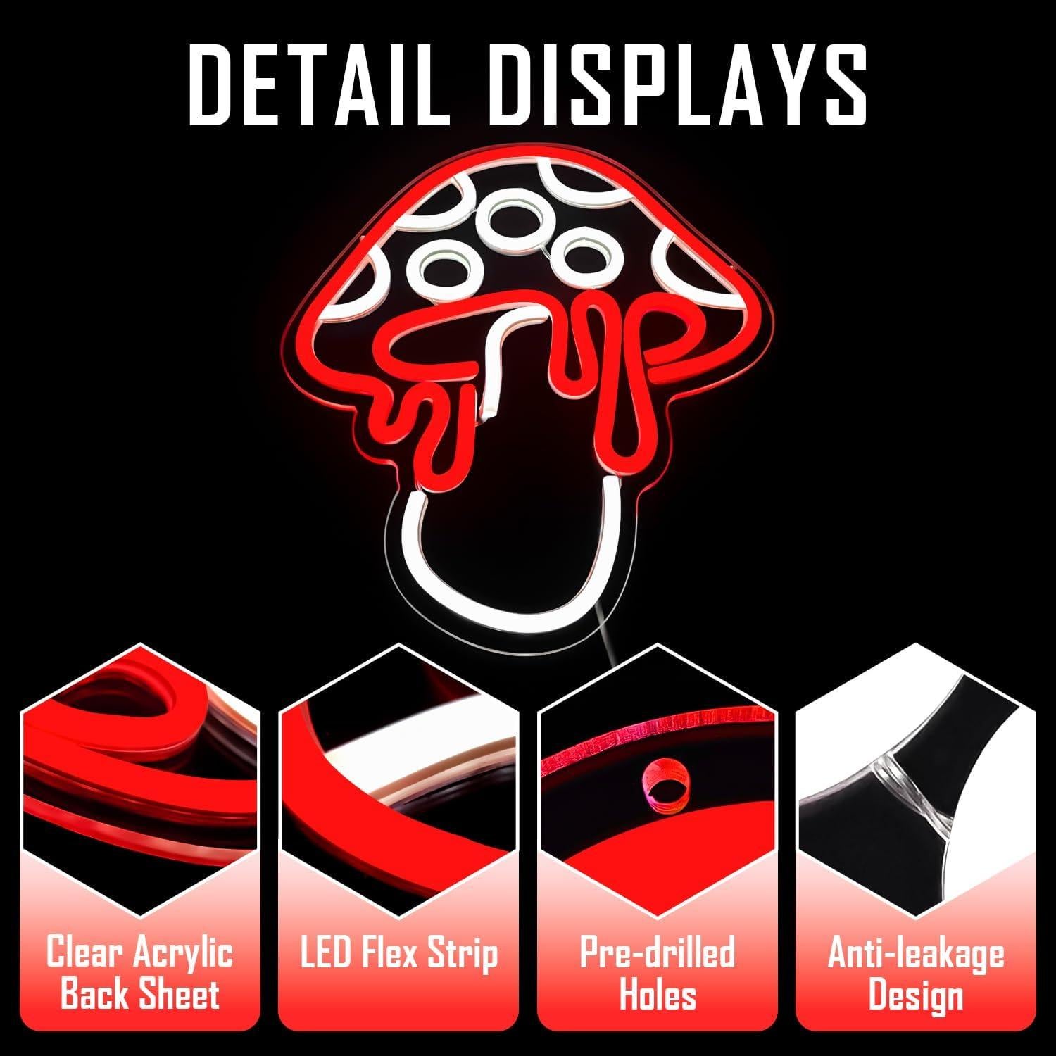 Luz de Neón Hongo Ajoyferris 30x26.2cm Regulable LED