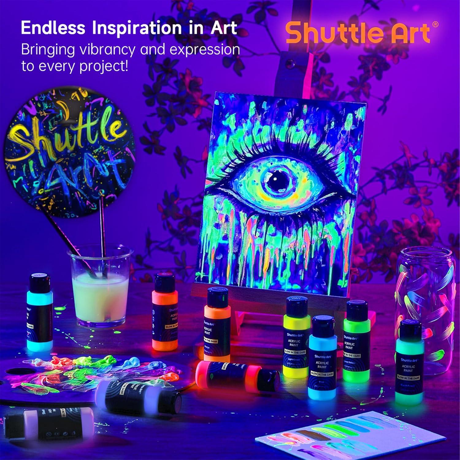 Pintura Acrílica Brillante en la Oscuridad Shuttle Art 12 Colores 60 ml