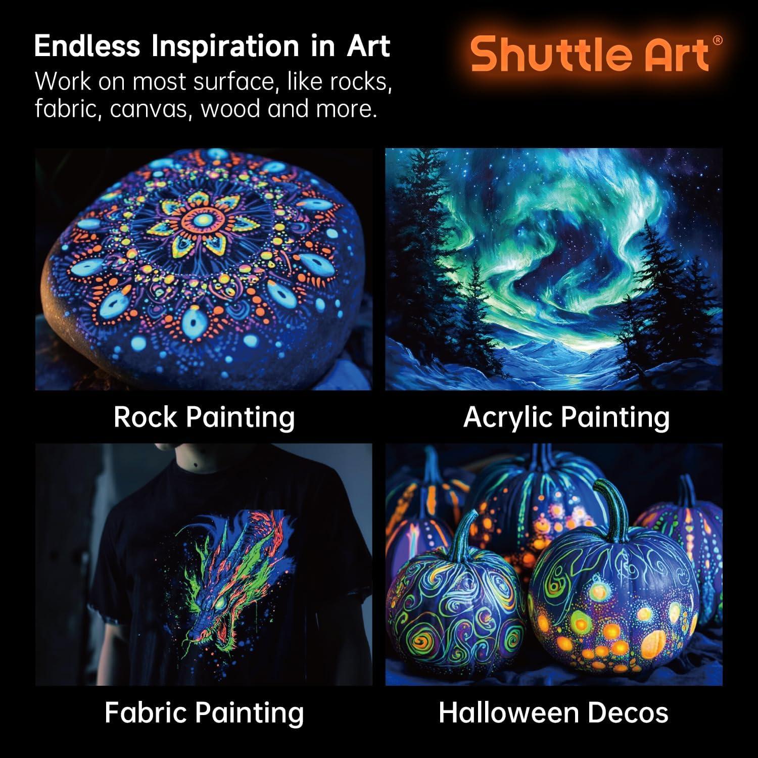 Pintura Acrílica Brillante en la Oscuridad Shuttle Art 12 Colores 60 ml