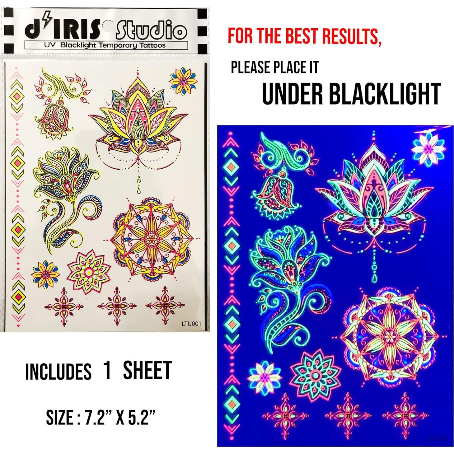 Tatuajes Temporales d'IRIS Studio Floral UV 18.3x13.2cm