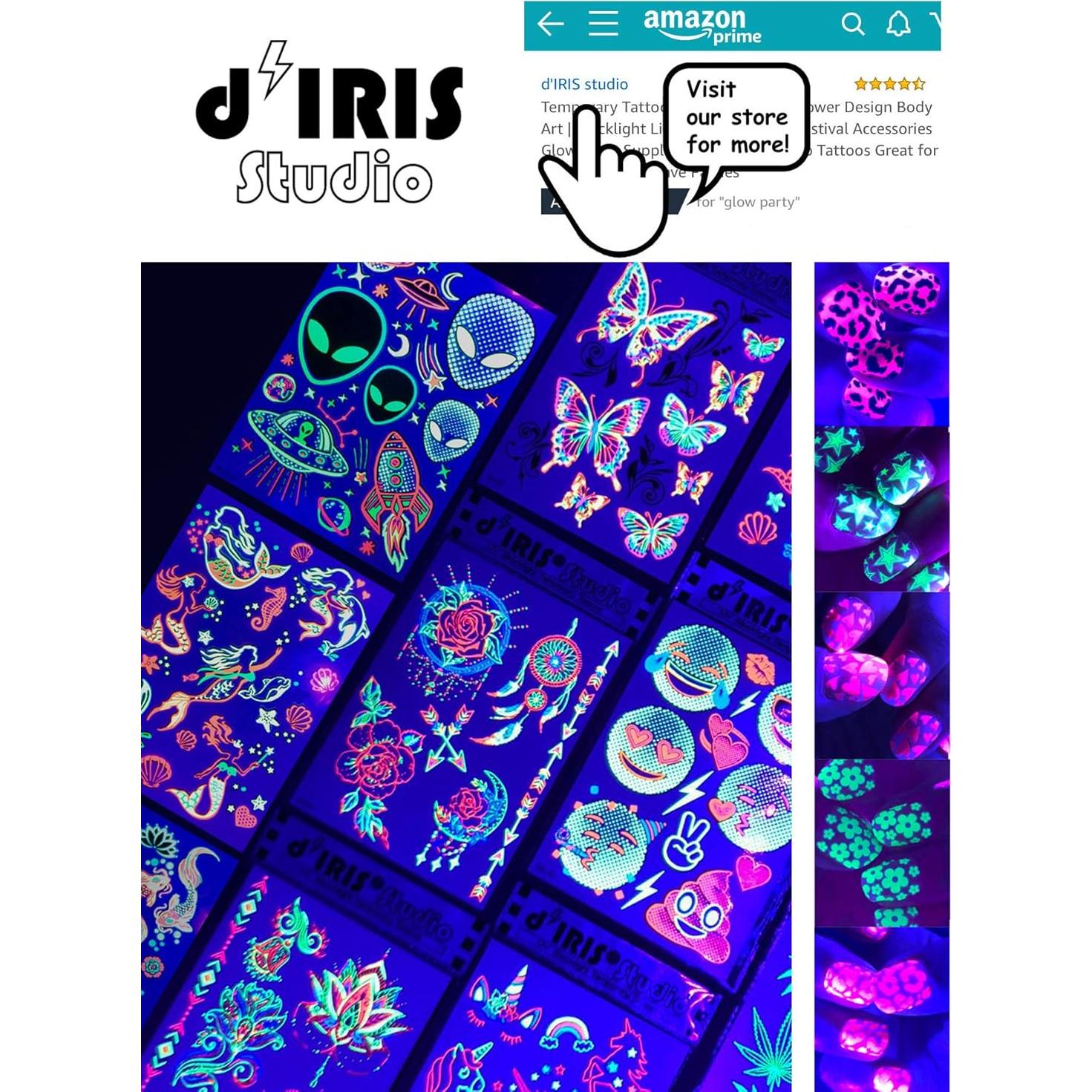 Tatuajes Temporales d'IRIS Studio Floral UV 18.3x13.2cm