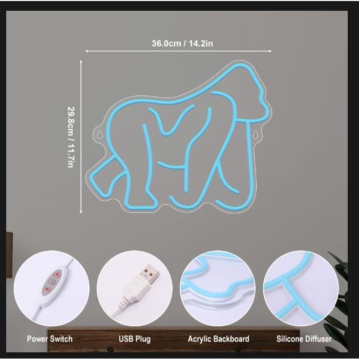 Luz de Neón LED Gorilas Ammonite 40.6x30.5cm Decoración