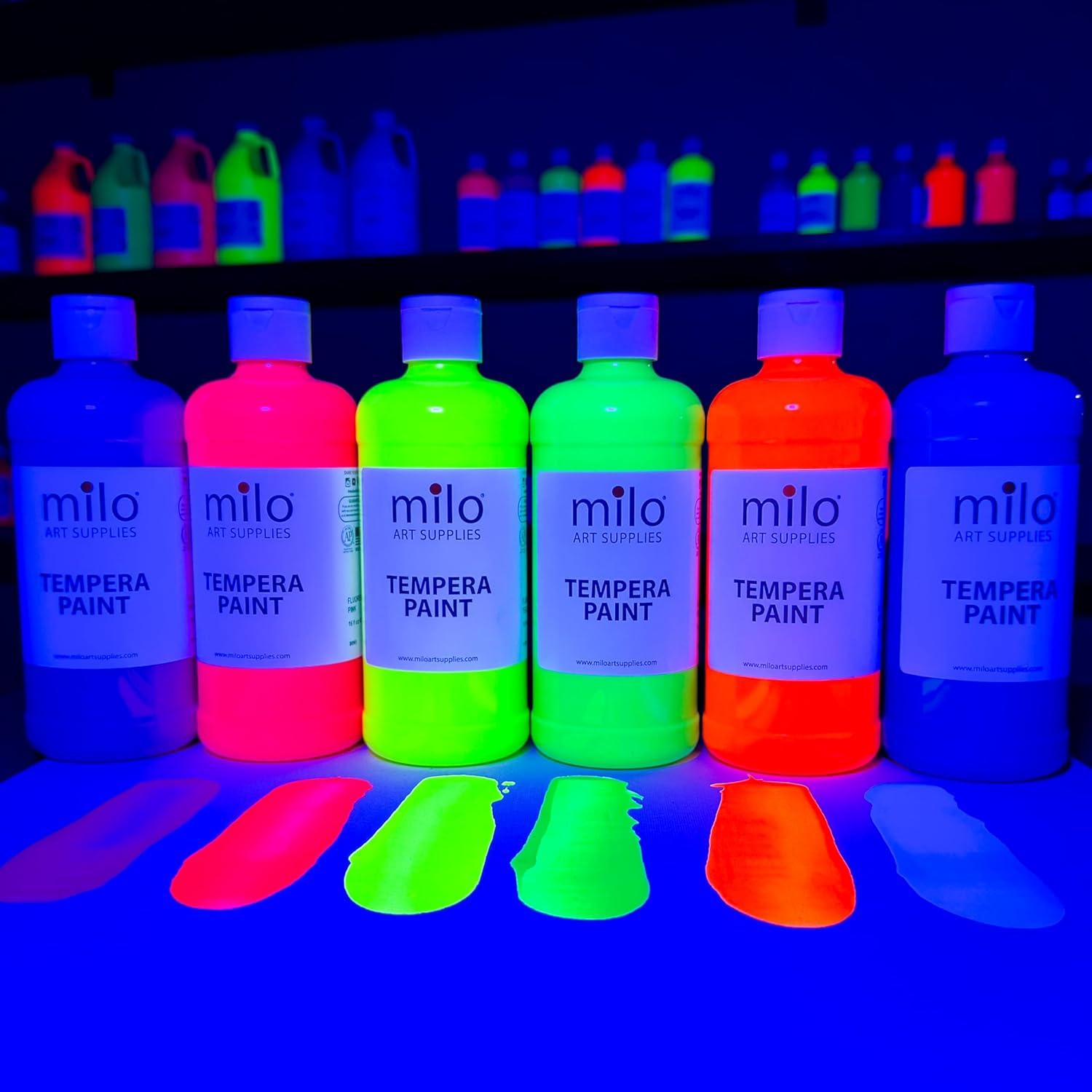 Set de Pintura Témpera Fluorescente Milo 6 Colores 473 ml